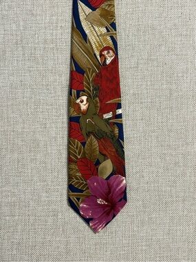 Bullock & Jones Silk Parrot Tropical Novelty Tie San Francisco 3.5” Wide